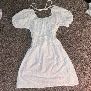 White Eyelet Puff Sleeve Dress